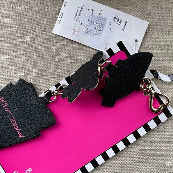 Betsey Johnson Keys Holder Sequin Fries Charms Key chains Keyrings New - Picture 5 of 6